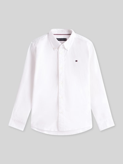 Tommy Hilfiger Kids Regular Fit Hemd aus Baumwoll-Mix mit Logo-Stitching Weiss 2
