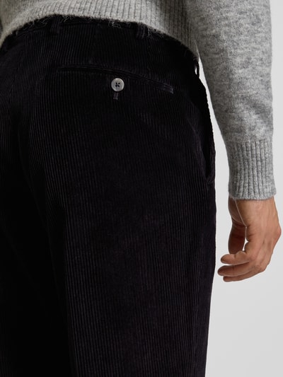 Hiltl Regular fit corduroy broek met riemlussen, model 'PARMA' Zwart - 3