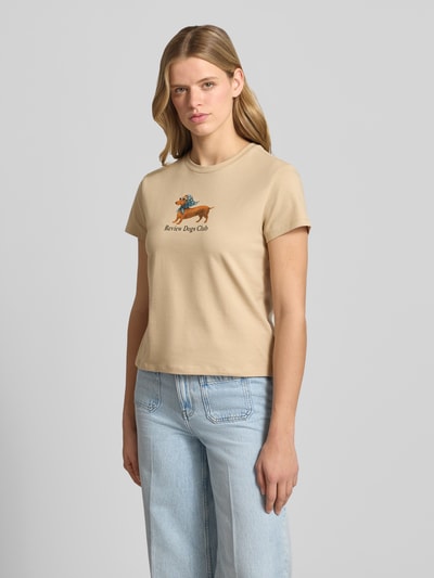 REVIEW T-Shirt mit Motiv-Print und Rundhalsausschnitt Sand 4
