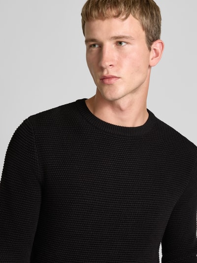 REVIEW Gebreide pullover met structuurmotief Zwart - 3