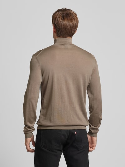 BOSS Rollkragenpullover aus Schurwolle Modell 'Musso' Taupe 5