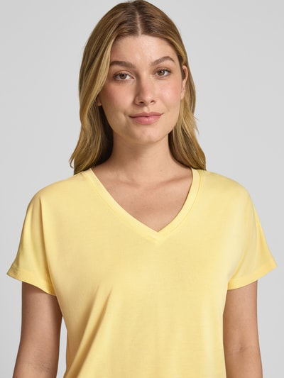 MSCH Copenhagen T-shirt z dekoltem w serek model ‘Fenya’ Jasnożółty 3