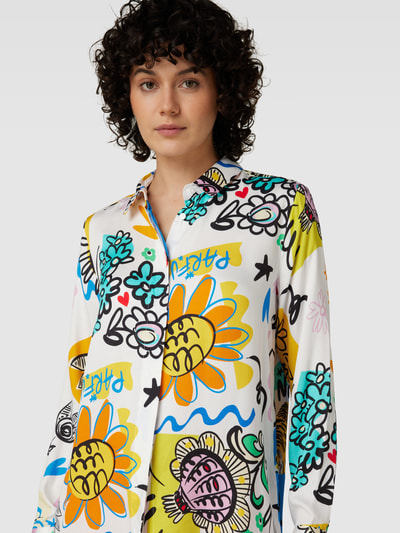 Milano Italy Blouse met all-over print, model 'Artwork' Offwhite - 3