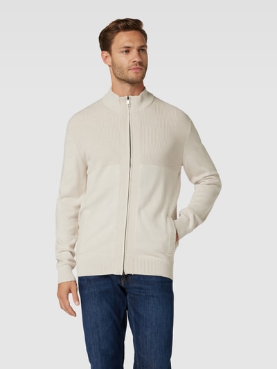 Christian Berg Men Strickjacke mit Stehkragen Offwhite Melange 4