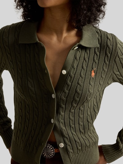 Polo Ralph Lauren Slim Fit Strickjacke aus reiner Baumwolle Oliv 3