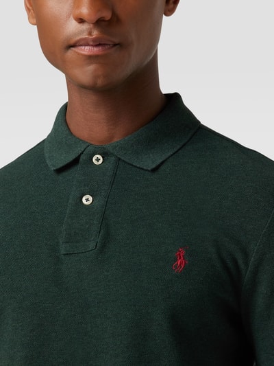 Polo Ralph Lauren Koszulka polo o kroju Slim Fit z długim rękawem Ciemnozielony melanż 3