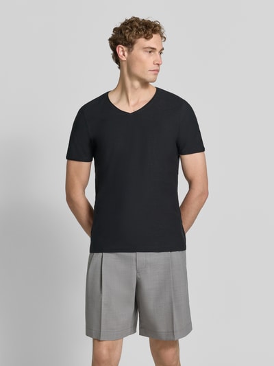 MCNEAL t-shirt z dekoltem w serek i zrolowanym brzegiem Czarny 4