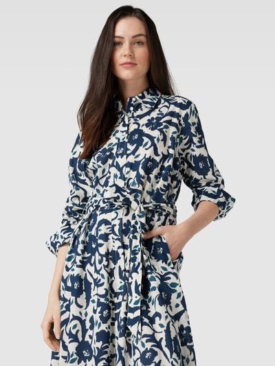 WHITE LABEL Midi-jurk met all-over bloemenmotief Marineblauw - 3