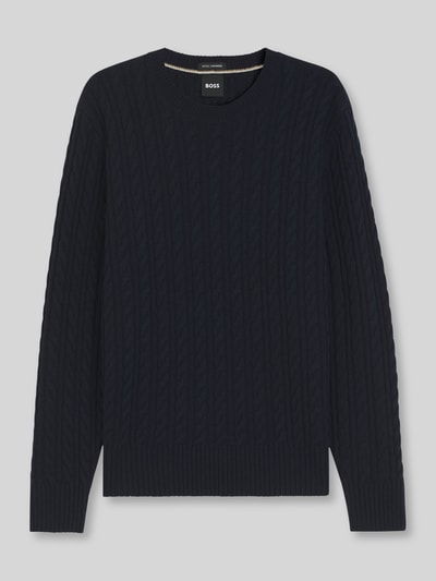 BOSS sweter o kroju regular fit z domieszką bawełny model 'Furlan' Granatowy 2