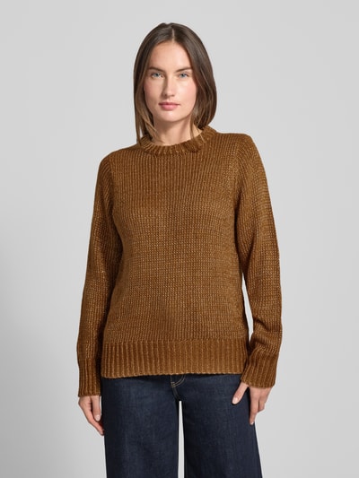 Soyaconcept Sweter z dzianiny z prążkowanymi wykończeniami model ‘NALIKKA’ Orzechowy 4