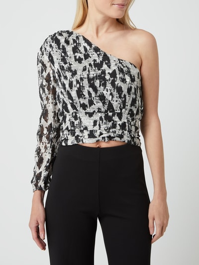 Mango Cropped Blusenshirt mit Effektgarn Modell 'Floc' Black 4