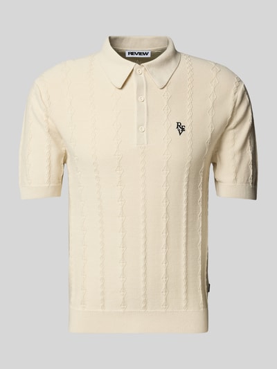 REVIEW Regular fit poloshirt met labelstitching Ecru - 2