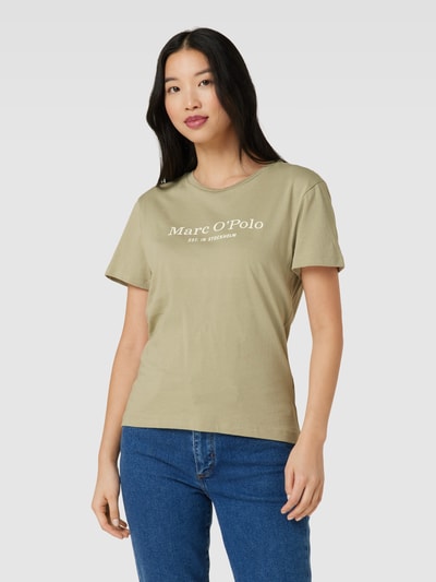 Marc O'Polo T-shirt met labelprint Rietgroen - 4