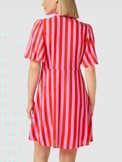 YAS Knielange blousejurk met streepmotief, model 'Savanna' Rood - 5