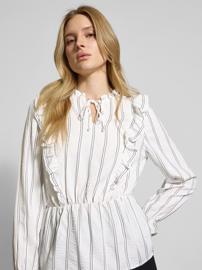 ICHI Regular fit blouse met druppelvormige hals, model 'OLLIE' Offwhite - 3