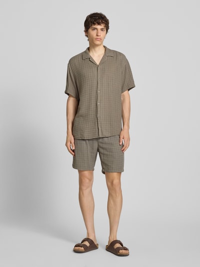 ONLY & SONS Regular Fit Freizeithemd aus Viskose-Leinen-Mix Modell 'LATHAM' Oliv 1