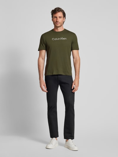 CK Calvin Klein T-Shirt mit Label-Print Oliv 1