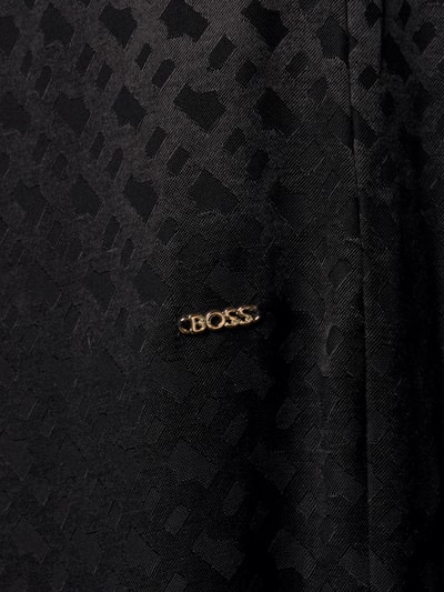 Produktfoto, Regular Fit Pyjamahose aus reiner Viskose mit Allover-Logo-Print von BOSS, schwarze Grundfarbe mit dezentem Muster, Damen Pyjama von BOSS