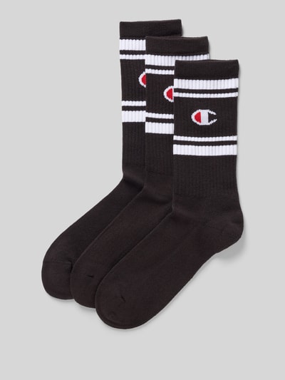 CHAMPION Socken mit Logo-Stitching Modell 'Crew' im 3er-Pack Black 1