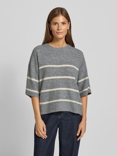 ICHI Strickpullover mit 1/2-Arm Modell 'DASILA' Dunkelgrau 4