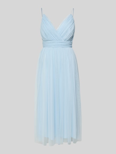 LACE & BEADS Cocktailkleid mit Taillenband und V-Ausschnitt Hellblau 2