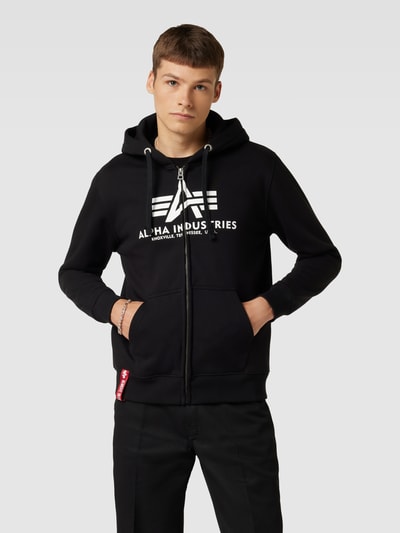 Alpha Industries Sweatjack met labelprint, model 'BASIC' Zwart - 4