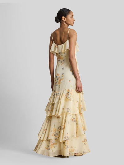 Lauren Ralph Lauren Fit and Flare Abendkleid mit Spaghettiträgern und Volants Ecru 5