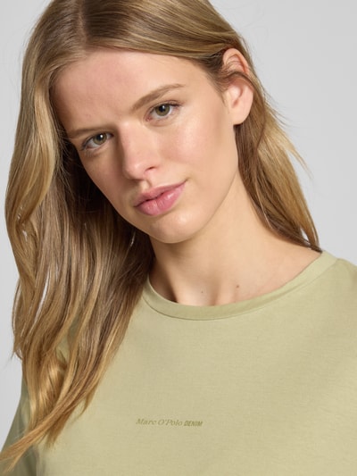 Marc O'Polo Denim T-shirt met ronde hals en labeldetail Rietgroen - 3