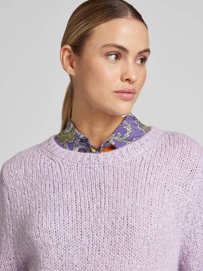 Oui Gebreide pullover met ronde hals Lila - 3