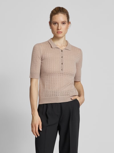 (The Mercer) N.Y. Kaschmirstrickshirt mit Lochmuster Taupe 4