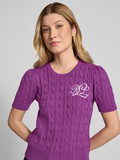 Lauren Ralph Lauren Gebreide pullover met labelstitching, model 'TARJYLL' Paars - 3