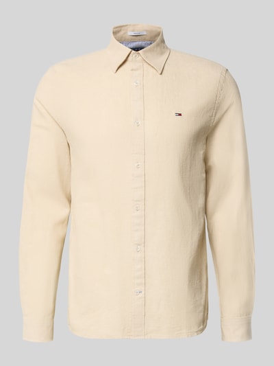 Tommy Jeans Regular Fit Freizeithemd aus Leinen-Baumwoll-Mix Beige 2