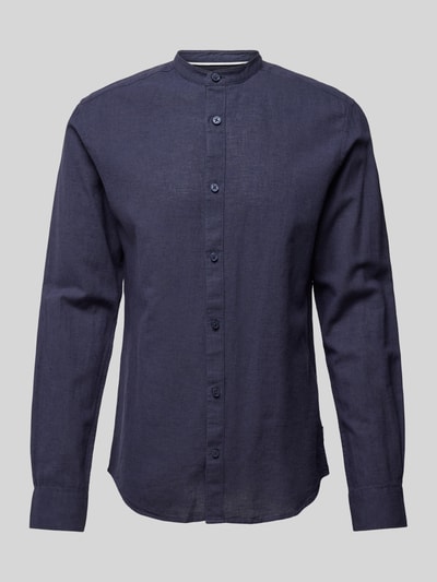 Only & Sons Regular fit vrijetijdsoverhemd met maokraag, model 'CAIDEN' Marineblauw - 2