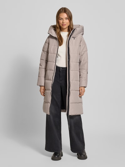 khujo Regular fit gewatteerde lange jas met gevoerde opstaande kraag, model Jilia' Beige - 1
