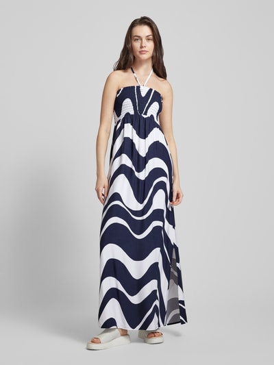 Esprit Off schouder-jurk met all-over print, model 'WAVE BEACH' Donkerblauw - 4