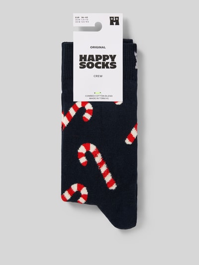 Happy Socks Regular Fit Socken mit Motiv-Stitching Modell 'Candy' Dunkelblau 3