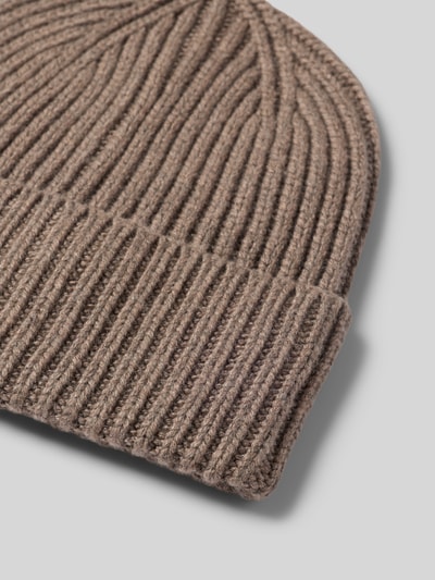 Produktfoto, Beanie mit Viskose-Anteil Modell 'Beky' von someday., braun, Ripp-Optik, breiter Umschlag, materiał mieszany z dodatkiem wiskozy