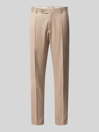 Produktfoto, Anzughose aus Schurwolle mit Bügelfalten von Wilvorst in Beige, Slim-Fit, Gesäßtaschen, Bundweite 44 cm, Innenbeinlänge 85 cm