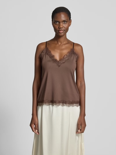 Jake*s Collection Spitzentop mit V-Ausschnitt Dunkelbraun 4