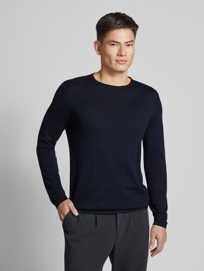 Christian Berg Men Regular Fit Strickpullover aus reiner Baumwolle mit Rundhalsausschnitt Marine 4