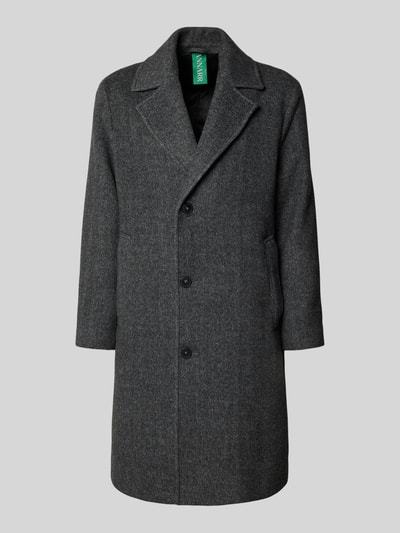 ANNARR Lange jas van wolmix met steekzakken, model 'RAGNAR' Middengrijs gemêleerd - 2