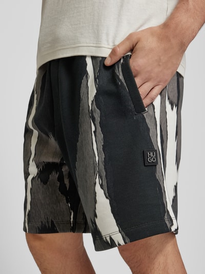 HUGO Regular Fit Shorts mit Allover-Muster Modell 'Daverar' Black 3