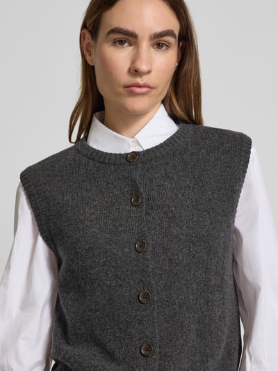 Christian Berg Woman Selection Regular Fit Weste aus Baumwoll-Mix in Strick-Optik Anthrazit Melange 3