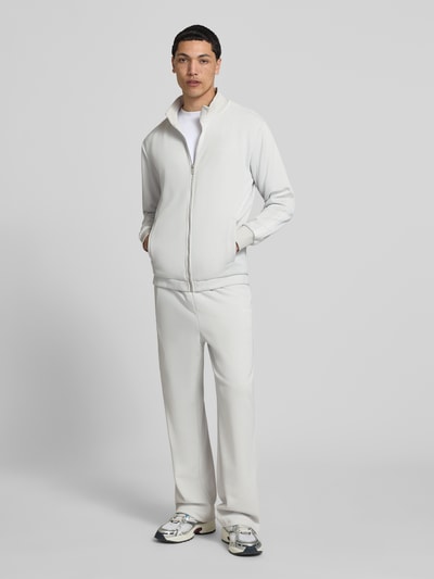 PEGADOR Wide Leg Sweatpants mit elastischem Bund Hellgrau 1