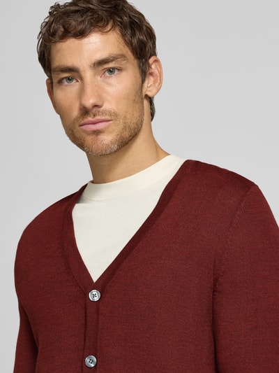 Christian Berg Men Cardigan aus Woll-Mix mit V-Ausschnitt Bordeaux Melange 3