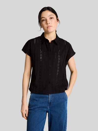 Tom Tailor Denim Relaxed Fit Kurzarmbluse aus reiner Baumwolle Black 4