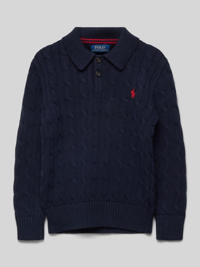 Polo Ralph Lauren Teens Sweter z dzianiny z kołnierzykiem polo Granatowy 1