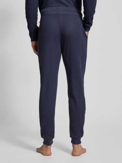 BOSS Sweatpants met labeldetails, model 'Structure' Marineblauw - 5