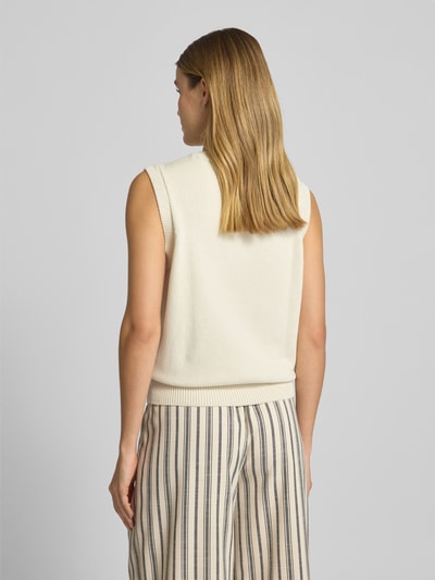 Jake*s Collection Stricktop mit Rundhalsausschnitt Beige 5