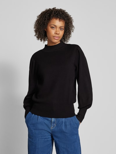 YAS Gebreide pullover met opstaande kraag, model 'FONNY' Zwart - 4